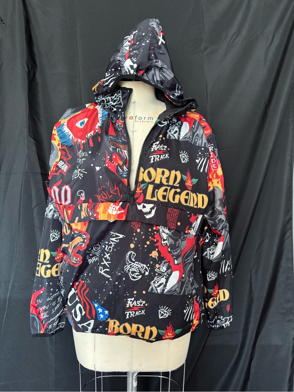 Reason Men’s Hooded Windbreaker - Black/Red/Yellow